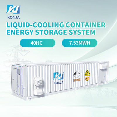 좋은 가격 KonJa 액체 냉각 40HC 컨테이너 에너지 저장 시스템 7.53Mwh 1000V 컨테이너화 배터리 저장 온라인으로